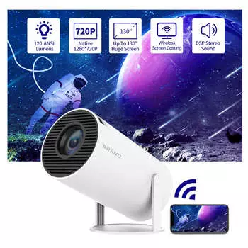 Новый умный проектор HY300 4K Android 11.0 MINI Портативный 5G WIFI Домашний кинотеатр 720P для SAMSUNG Apple Outdoor 1080P 4K Movie HDMI EU