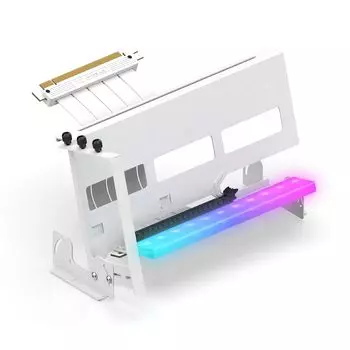 Новый вертикальный кронштейн графического процессора RGB, вертикальный держатель видеокарты, ARGB 5 В, 3-контактный светодиодный светильник, синхронизация PCIe X16 Gen4 с белым кабелем Riser 90 градусов белый
