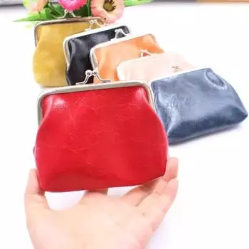 Новый женский кошелек из плюша/кожи с масляным воском, мини-кошелек с пряжкой 4 дюйма, сумка для хранения помады, женский кошелек