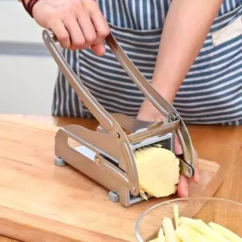 Нож для картофеля фри, COOK A FUTURE, нержавеющая сталь, ломтерезка для картофеля, идеально подходит для использования с аэрофритюрницей серебряный серый