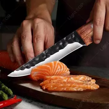 Нож для разделки филе из нержавеющей стали, многофункциональные кухонные ножи, кованный вручную нож для разделки мяса, острый универсальный нож для резки мяса 5 inch