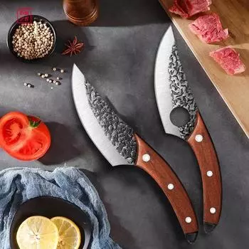 Нож шеф-повара из нержавеющей стали, нож мясника, нож для мяса, кухонный нож, нож для обвалки с чехлом для ножа A with knife cover