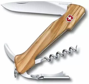 Нож сомелье VICTORINOX Wine Master Olive Wood, штопор для вина с эксклюзивным кожаным чехлом, швейцарский многофункциональный инструмент с 6 функциями []