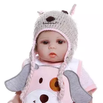 NPK 42см Кукла Бебе Reborn Baby Doll в синем платье Мягкая силиконовая реалистичная детская игрушка для всего тела всего тела 42cm розовый