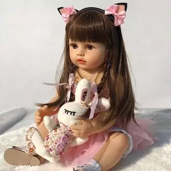 NPK 55 см кукла Bebe Reborn Girl розовая принцесса игрушка для ванны мягкий силикон для всего тела 55cm