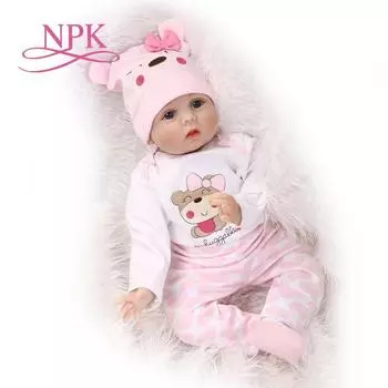 NPK 55 см мягкий силиконовый корпус Bebes Reborn Baby Doll игрушка для девочек новорожденный ребенок перед сном раннее образование 55cm