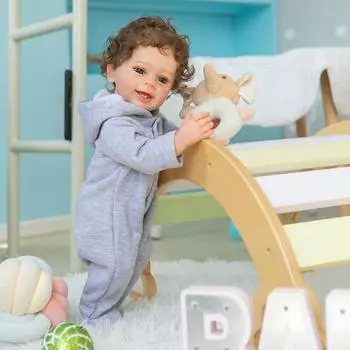 NPK 55 см Reborn Baby Boy Yannik комбинезон с вьющимися волосами, виниловая силиконовая реалистичная кукла, игрушки для детей