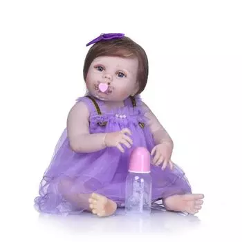 NPK 55 см Reborn Baby Girl Princess Кукла Реалистичная очень мягкая силиконовая кукла для всего тела, игрушка для ванной Blue Eyes