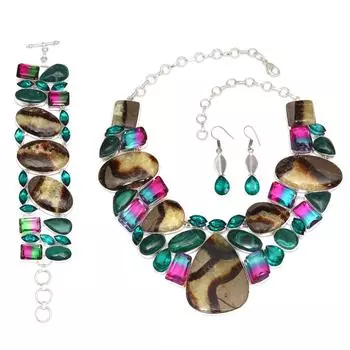 Ожерелье и комплект ювелирных изделий из малахита Nude Septarian Jasper 18-20