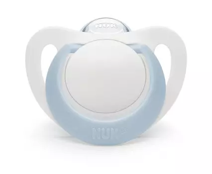 NUK Nook Star Blue Pacifier for Promotes Beautiful Premium Silicone Includes Disinfectant Perfect Baby Gift 0-6 Months, Teething, Model, Case, синий