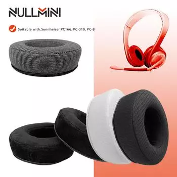 NullMini Replacement Earpads for Sennheiser PC166, PC-310, PC-8 Headphones Ear Cushion Earmuffs Velour Sleeve Headband