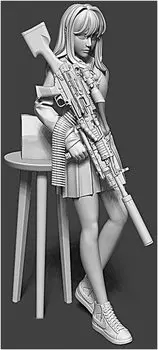 Nuts Planet Recess Lady Gunner Taking a Lunch Break Resin Kit T35046 Molding Color 1/35