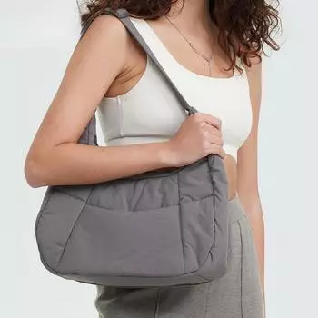 Nylon Fabric Underarm Bag Women s Simple Stitching Handbag Lightweight Shoulder Bag чёрный