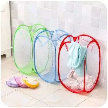 Nylon Mesh Fabric Laundry Storage Basket For Toy Foldable Washing Basket Dirty Clothes Sundries Basket Box Storage Basket