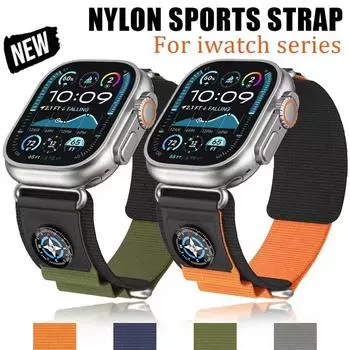 Нейлоновый ремешок Trail Loop для ремешка Apple Watch 45 мм 44 мм 49 мм 46 мм браслет Correa IWatch Series 10 9 Se 7 8 6 Ultra2 Band Compass 42/44/45/46/49MM чёрный/серый