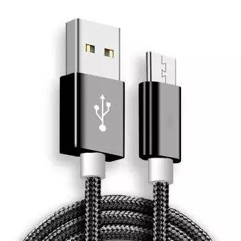 Nylon USB Fast Charging Cable for Apple IPhone Hauwei Mini Phone Lighting Charge Data Cables AVE Micro чёрный