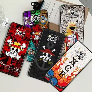 O-ne P-iece Straw Hat Logo For POCO C55 C50 C40 C3 F5 F4 F3 M6 M5 M4 M3 X5 X4 X3 GT Pro Silicone Black Phone Case Poco X3 Pro