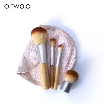 O.TWO.O 4 шт./лот бамбуковая кисть для тональной основы, кисти для макияжа, косметическая кисть для пудры для лица, инструмент для макияжа