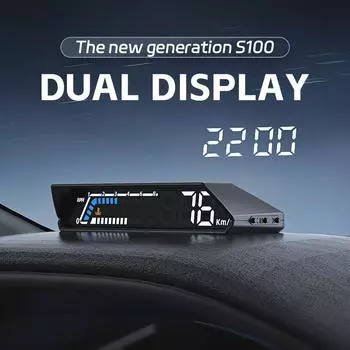 OBD2 GPS Автоматический дисплей Умный двойной экран Автомобильный проекционный дисплей Автомобильный HUD Бортовой компьютер Датчик Сигнализация безопасности Температура воды и масла. RPM