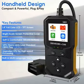 OBD2 Scanner Diagnostic Tool, Car Code Reader OBDII/EOBD Diagnostic Scan Tool for All Cars After 1996 чёрный