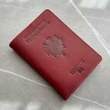 Обложка для паспорта Франции из натуральной кожи Обложка для паспорта Франции Обложка для паспорта из 100% натуральной кожи коричневый