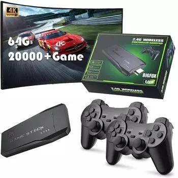 Обновление ретро-игровой консоли 2.4G беспроводная игровая консоль Game Stick 4k 20000 игра 64G портативная игровая консоль Dendy для GBA/FC/PS1/MD