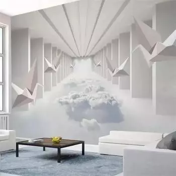 Обои 3D Solid Wall Mural Simple Abstract Space Cloud Stereo Background Wall Paper 200 cm(W) x 140 cm(H)
