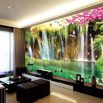 Обои 3d Текущая вода и богатое восходящее солнце Вода 3d обои 200 cm(W) x 140 cm(H)