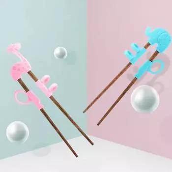 Обучающие палочки для еды в форме мультфильма, термостойкие, безопасные для кожи, детские обучающие палочки для еды для детского сада синий
