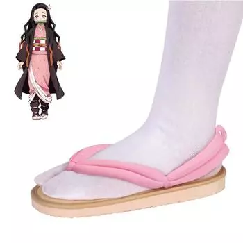 Обувь для косплея в стиле аниме Demon Slayer Kimetsu No Yaiba Kamado Tanjirou, сабо, сандалии Kamado Nezuko Geta Kochou Shinobu, шлепанцы 44-45 белый