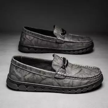 Обувь Doudou Мужские кожаные туфли с одной педалью Lazy Loafer Бордовые туфли Модные импортные мужские туфли высокого класса для вождения 38 серый