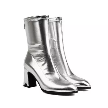 Обувь Krazing Pot PU осень-зима необычного стиля на каблуках супер размера Beauty Boots с острым носком сохраняют тепло на молнии размера 48 ботильоны 34 чёрный