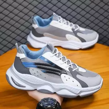 Обувь Мужская сетчатая дышащая обувь Zapatillas De Hombre Легкая кроссовка для бега Обувь для путешествий Модная толстая подошва Повседневная студенческая обувь 39 серый