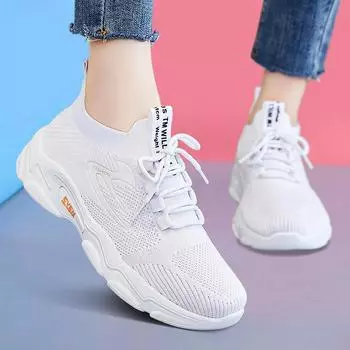 Обувь Женская Женская обувь Повседневная обувь Модные кроссовки Flyknit Дышащие кроссовки Женские 41 белый