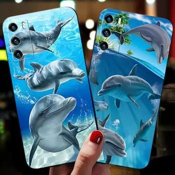 Ocean Dolphin Phone Case For Huawei Psmart Z P40 P10 P30 P50 P20 P9 Pro Plus P8 2022 Nova 8I 8 8SE Shockproof Cover HUAWEI P7