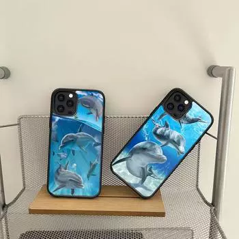 Ocean Dolphin Phone Case For Samsung S7 S8 S9 S10 S20 S30 Edge Plus Note 7 5 8 9 10 20 Pro Shell Silicone PC+TPU Cover Samsung S21 5G
