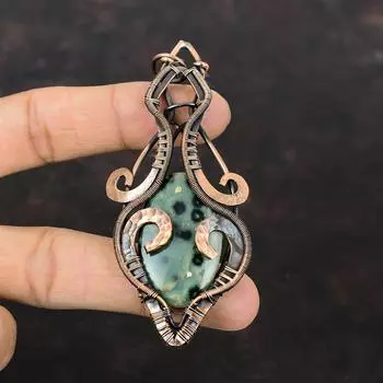 Ocean Jasper Pendant Copper Wire Wrapped Pendant Designer Jewelry Gemstone Pendant Handmade Pendant Gift For Mother Copper Wire Wrap Jewelry