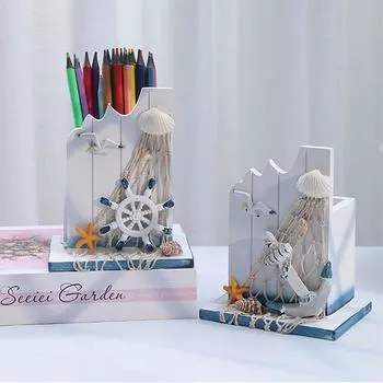 Ocean Style Pencil Storage Box Large Capacity Pen Container Home Party Decor Gift Style 2