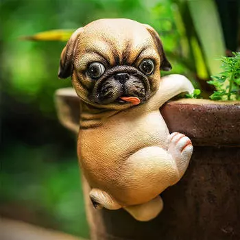 Очаровательная скульптура для сада в виде собаки, кашпо для улицы Pug