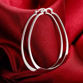 Очаровательные серьги из стерлингового серебра 925 пробы, модные женские ювелирные изделия высокого качества, длинные большие серьги с плоской геометрией, свадебный подарок