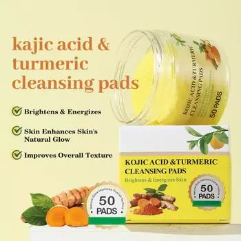 Очищающие таблетки для лица Kojic Cleansing Pad Очищающие таблетки Kojic помогают сбалансировать жир и воду кожи, чтобы удалить излишки эпидермиса в 50 таблетках, 10 мл One Size белый