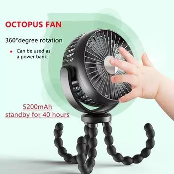 Octopus Mini Fan Multi-Function Folding Usb Desktop Outdoor Stroller Handheld Fan for Easy Portability розовый