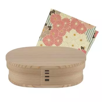 Odate Kogeisha Akita Cedar Magewappa Bento Bento Small Furoshiki Set Pink Beige Bento Box Lunch Box Wappa Wooden Bento in Japan Urethane Paint