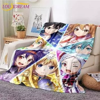 Одеяло Asuna Sword Art Online, одеяло для дивана-кровати, супер мягкое теплое одеяло, флисовое одеяло 75x90cm