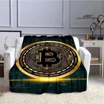 Одеяло Bitcoin Fashion Printed Детское теплое одеяло Мягкое уютное одеяло из фланели Одеяло для дивана-кровати Дорожное одеяло Подарок на день рождения 30x40in