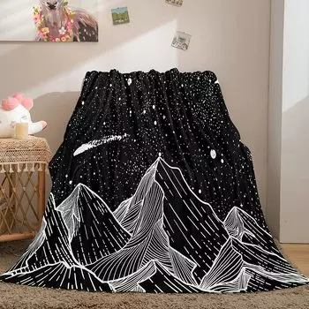 Одеяло Black Mountain, флисовое одеяло из фланели, черное, белое, галактика, звезды, рисунок, рисунок, мягкое, теплое, плюшевое одеяло 75x90cm