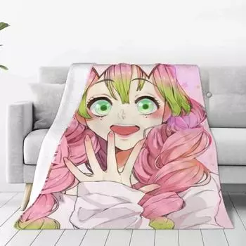 Одеяло Demon Slayer Kimetsu No Yaiba, бархатное милое легкое одеяло в стиле аниме Kanroji Mitsuri для домашнего дивана, коврика для кровати 75x100cm 30x40in