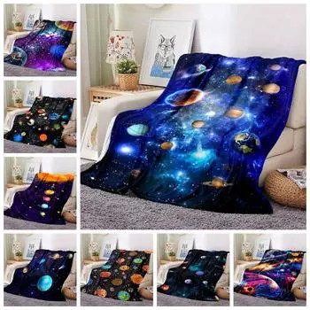 Одеяло для комнаты Galaxy Stars, ультралегкое мягкое плюшевое фланелевое одеяло для дивана-кровати, лучшие офисные подарки 75x90cm