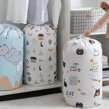 Одеяло для одежды, кукольная игрушка, сумка для хранения, влагостойкая, устойчивая к плесени, органайзер для одежды, затягивающийся шнурок, упаковка для переезда, сортировочные сумки 45x85cm