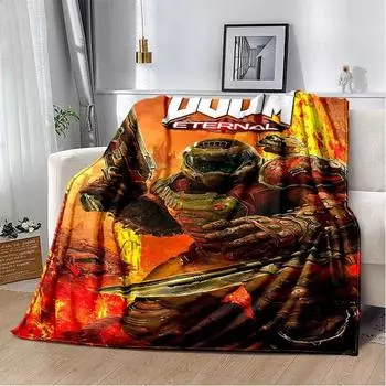 Одеяло Doom в стиле ретро, геймерское мультяшное одеяло, мягкое одеяло для дома, спальни, кровати, дивана, пикника, путешествия, офиса, отдыха, одеяло, детское одеяло 130x150cm